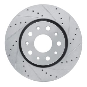 Jeep Gladiator Brake Rotor (1) - Front Right - R1 Concepts - Drilled & Slotted - Silver - `18-`25